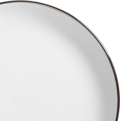 Gibson Home Rockaway Round Stoneware Dinnerware Set, Service for 4 (16pcs), Matte White/Metallic Rim