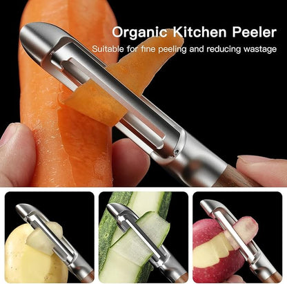 JUSEEPO Premium Vegetable Peeler, I Type Swivel 304 Stainless Steel Blade Comfortable Solid Wood Handle, Practical Gift for Restaurant Baking Chef Woman for Veggie, Fruit, Potato(Merbau)