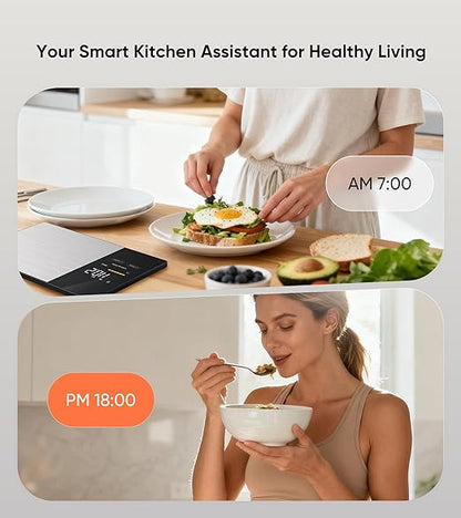 Smart Nutrition Food Scale with LED Display, Tracks Calories, Fat, Carbs & Protein via App, 0.01oz Precision Digital Kitchen Scale for Healthy Eating & Meal Prep