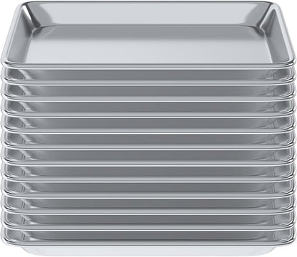 Pack of 12 | 10 in. x 13 in. Quarter Size Aluminum Bun. / Sheet Pan | Ideal for baking, roasting, cooling, prepping, or storing - a must-have in restaurants, bakeries, and busy kitchens.