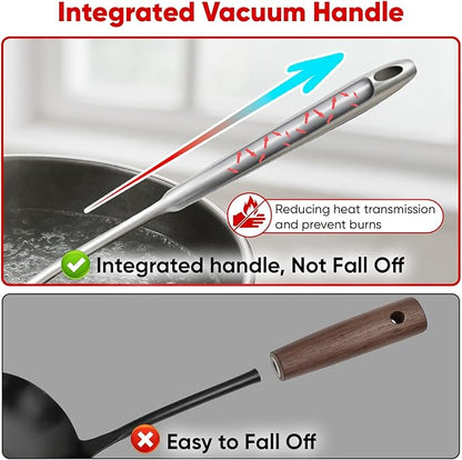 5 Pcs Newness Cooking Utensils Set, 304 Stainless Steel Kitchen Utensils Set, Metal Kitchen Accessories, Include Soup Ladle, Slotted Skimmer Spoon, Spaghetti Spoon and Spatula, Dishwasher Safe