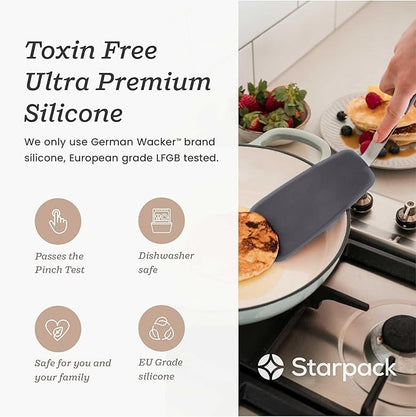 StarPack Premium Flexible Large Silicone Turner Spatula - High Heat Resistant to 600°F, Hygienic One Piece Design, Non Stick Rubber Kitchen Utensil for Fish, Eggs, Pancakes & Cookies (Stormy Grey)