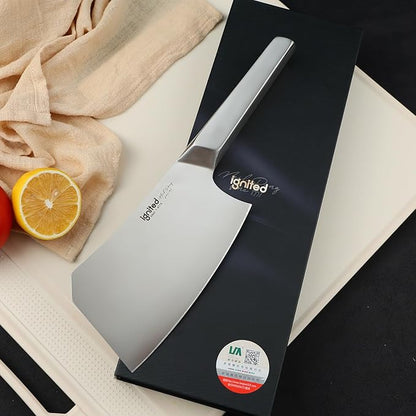7 inch Meat Cleaver, One-piece Full Metal Cleaver Knife, Heavy Duty Butcher knife, German 1.4116 High Carbon Stainless Steel kitchen Knife, Chopping Knife for Meat, Bone, Lamb Chops