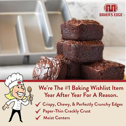 Baker's Edge Brownie Pan, The Original All Edges Brownie Pan for Baking | Premium Double Nonstick Coating, Heavy Gauge Cast Aluminum, Rectangular 9x12” Size Baking Pan - US Patented Design