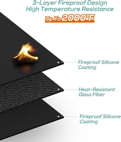Under Grill Mat for Outdoor Grill,Double-Sided Fireproof Grill Pad,Perfect for Outdoor Barbecue Spots,Fireproof, Waterproof, and Oilproof (48 * 70inch)