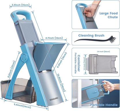 Safer Mandoline Food Slicer, Thickness Adjustable Vegetable Chopper, Onion Slicer Tomato Cutter Dicer, Multifunctional Kitchen Food Fruit Chopper