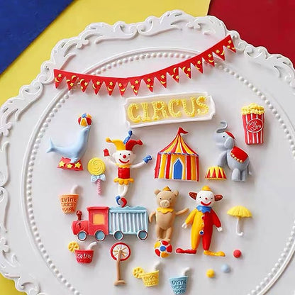 Circus Fondant Molds, Clown Elephant Silicone Molds, Bus Kitchen Baking Tools (2 Pcs) for Cake Decorating, Cupcake Toppers, Candy Chocolate, Cookies, Mousse, Bread, Polymer Clay, Epoxy, Birthday Party