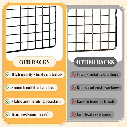 Cooling Racks for Cooking and Baking - 2 PCS 10" x 15" Grid Wire Baking Rack for Oven Cooking, Baking, Grilling, Roasting - Dishwasher Safe Bacon Rack - Fits Jelly Roll Cookie Sheet Pan
