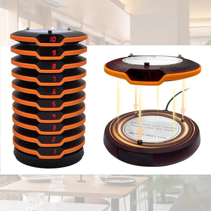 Restaurant Pager System 20 Coaster Pagers and Beepers, Restaurant Beepers Buzzers System with Vibration Flashing Buzzer Queue Wireless Calling System for Food Truck Church Nursery Coffee Shop Bar