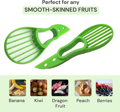 Avocado Slicer (Pack of 2) - 3 In 1 Tool - Cutter, Peeler, Pitter & Scooper - Multifunctional Knife - Splitter - Easy to Use - Kitchen Gadgets