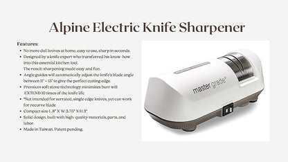 Alpine Electric Knife Sharpener, Knife Sharpeners for Kitchen Knives, Pocket Knife Sharpener