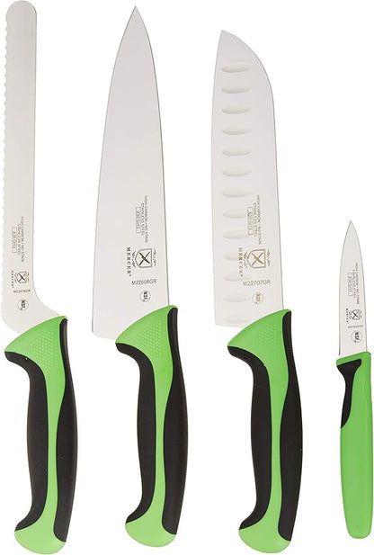 Mercer Culinary Millennia Colors 5-Piece Magnetic Board Set with Green Handles, Acacia, 16 x 8 x 18 inches