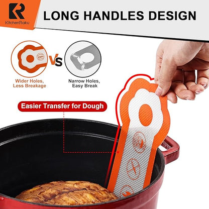 Cook's Aid 2 Pcs Silicone Bread Sling for Dutch Oven, Non-Stick Bread Baking Mat Set, Reusable Sourdough Bread Sling with Long Handles for Easier Transfer for Dough