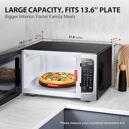 TOSHIBA ML-EM45PIT(SS) Countertop Microwave Oven with Inverter Technology, Kitchen Essentials, Smart Sensor, Auto Defrost, 1.6 Cu.ft, 13.6" Removable Turntable, 33lb.&1250W, Stainless Steel
