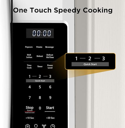 BLACK+DECKER Over the Range Microwave Oven with Vent and One-Touch Auto Cooking, 1.7 cu. ft. OTR Over Stove Microwave, White, 1000 Watts, EM044K6CF-WH