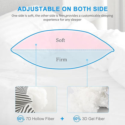 EIUE Bed Pillows for Sleeping 2 Pack Queen Size，Super Soft Down Alternative Microfiber Filled Pillows,Pillows for Side and Back Sleepers,20 x 30 Inches,Striped White Grey