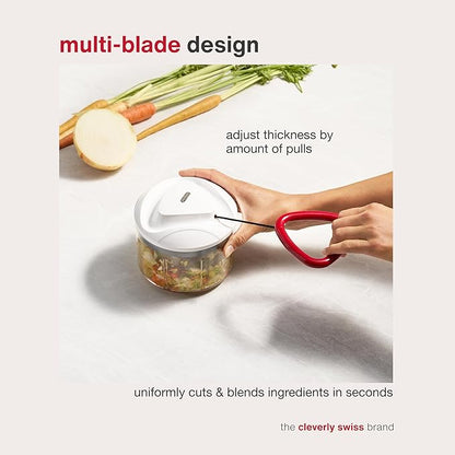 Zyliss Easy Pull Food Chopper and Manual Food Processor - Hand-Held Slicer & Dicer for Fruits & Vegetables - Easy Pull Manual Food Chopper - Cooking Gadgets & Kitchen Essentials - Easy Pull 2.0