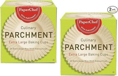 PaperChef - X-Large Parchment Baking Cups - Easy Release, Non-Stick Paper - 30 count - 2 pack
