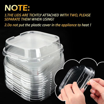 Aoriher 150 Pieces 10 oz Mini Cake Pans with Lids Aluminum Foil Baking Cups Square Disposable 4" x 4" Large Cupcake Cups Baking Tins for Kitchen Brownie Pudding Desserts Holders(Gold)