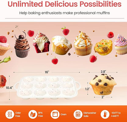 Silicone Muffin Pans for Baking 1 Pack, 2.8 Inch with Metal Reinforced Frame, Regular Size Nonstick Silicone Cupcake Pan 12 Cups for Baking Homemade Muffins, Cupcakes, Dishwasher Safe BPA Free
