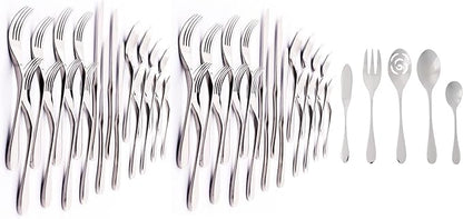 KNORK's Original Flatware Set - 45 Piece Glossy Silverware Set with Knork Forks - Durable and Stylish Knork Flatware Set for Everyday Use, Service for 8