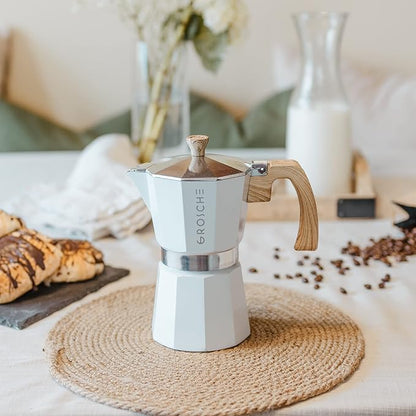 GROSCHE Milano Moka Stovetop Espresso Coffee Maker (3 Cup / 150 ml, White)