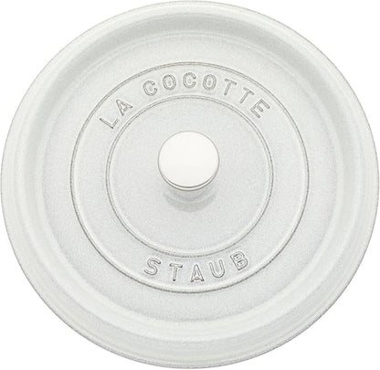 Staub Cast Iron 7-qt Round Cocotte - White Truffle, Made in France