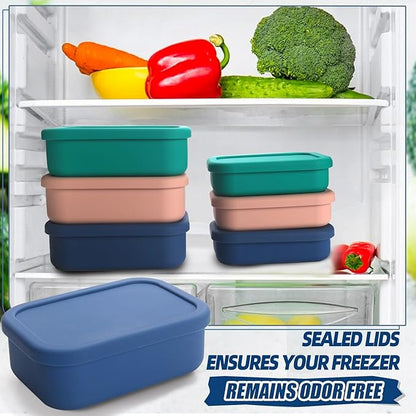 2 Cup and 1 Cup Silicone Freezer Trays with Lid 6 Pack Silicone Freezer Molds soup freezer containers Make 6 Perfect Soups, Broths, Stews, Sauces, Curries (Multicolor 6 Pack)
