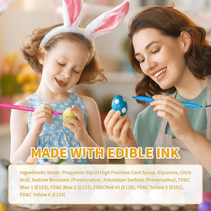 Jewem (Upgrade) Edible Markers for Cookie Decorating,10Pcs Food Coloring Pens, Double Side Food Grade Pens with Fine & Thick Tip for Decorating Fondant, Cakes, Cookies, Easter Eggs, Frosting, Macaron, Halloween, Christmas