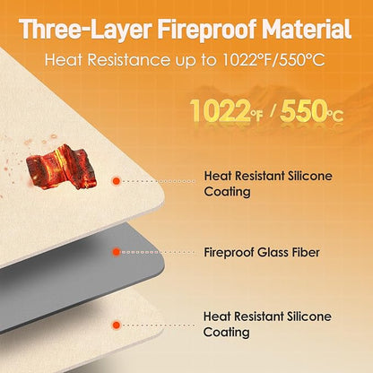Heat Resistant Mats for Countertop - Fireproof 16x20in Heat Resistant Mats for Air Fryer - Kitchen Countertop Protector for Air Fryer, Coffee Maker, Stand Mixer, Toaster, Oven 2PCS - Khaki