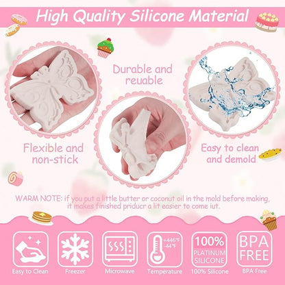 1Pcs 3D Butterfly Silicone Mold, Non-Stick Butterfly Cake Decoration Fondant Molds, for Kitchen Baking, Chocolate, Candy, Biscuits, Flower Paste, Resin Mold, Clay Modeling, Home Decor