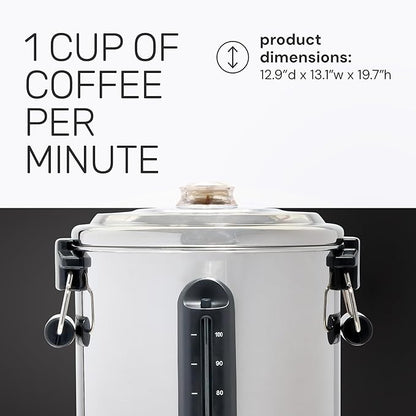 Homecraft 100-Cup Coffee Urn and Hot Beverage Dispenser with Dripless Faucet, Quick-Brewing, Stainless Steel