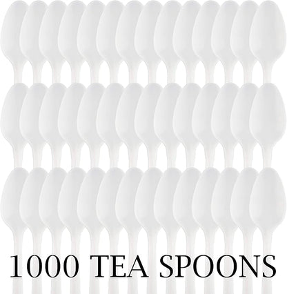 Plasticpro Cutlery Plastic Teaspoons Medium Weight Disposable Silverware White (1000 Count)