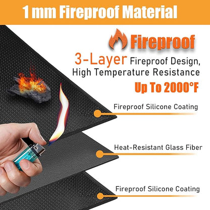 TOHONFOO 70 x 48 in Under Grill Mat for Outdoor Grill - Fireproof BBQ Mats for Grilling to Protect The Deck, Patio, Pavers - Easy to Clean Indoor Fireplace Mat - 1mm
