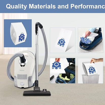 24 Pack 3D Airclean GN Vacuum Bags Compatible with Miele Classic C1, Complete C1, Complete C2, Complete C3, S400i S600 S2 S5 S8 Series, 6 Motor Protection Filters 6 AirClean Filters 1 Cleaning Brush