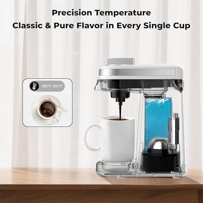 CHULUX Mini Coffee Maker for K Capsule, Single Serve Coffee Maker for One Cup Americano, Lightweight Pod Coffee Machine, Pearl White