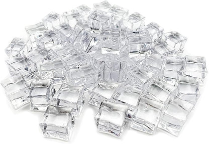 Fake Ice Cubes, 50 pcs 1" Artificial Plastic Ice Cube, 25 mm Acrylic Crystal Diamonds for Vase Fillers, Party Favor, Wedding Decoration, Photography Props, Food Display