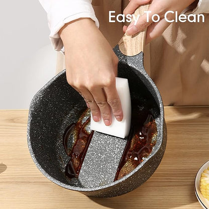 JEETEE 1.5 Quart Sauce Pan with Lid, Non Stick Small Pot with Coating, Masterclass Cookware Sauce Pot for Cooking, PFOA/PFOS Free