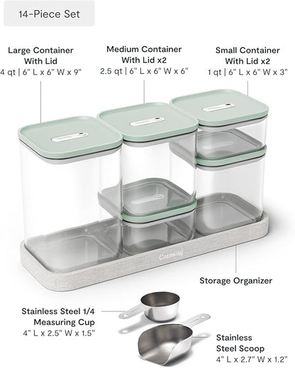 Caraway 14-Piece Glass Airtight Food Storage Containers with Lids – Non-Toxic, BPA-Free Kitchen Storage Containers – Stackable, Space-Saving Airtight Containers for Dry Goods and More - Mist