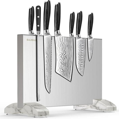 Magnetic Knife Block, Magnetic Kitchen Knife Holder Stand with Strong Magnet Strip for Kitchen Counter, Stainless Steel Double-Sided Universal Knife Storage Rack Organizer Without Knives