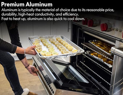 CURTA 6 Pack Aluminum Sheet Pan, NSF Listed Half Size 18 x 13 inch Commercial Bakery Cake Bun Pan, Baking Tray