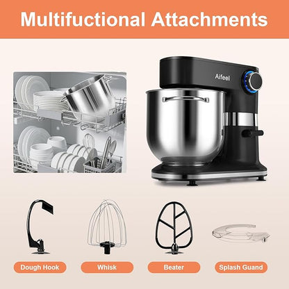 Aifeel 10.5 QT Stand Mixer,900W Electric Food Dough Mixer,Large Capacity Tilt-Head Kitchen Electric Mixer with Dough Hook,Beater,Whisk & Splash Guard,Dishwasher-Safe Attachments for Baking(Black)