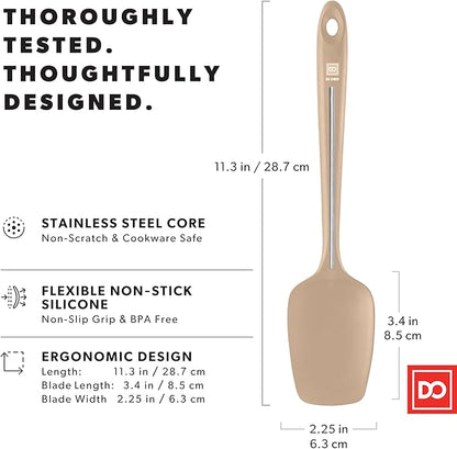 DI ORO Silicone Spoon Spatula - 600°F Heat-Resistant Large Silicone Spoonula Scraper - BPA Free Nonstick Cookware Safe Rubber Kitchen Utensil for Baking, Cooking, & Mixing - Dishwasher Safe (Clay)