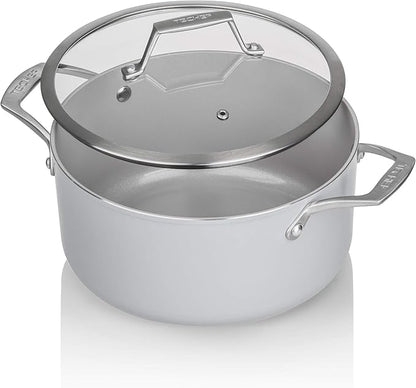 TECHEF - CeraTerra Collection, 5-quart Ceramic Nonstick Soup Pot with Glass Lid (PFAS, PTFE, and PFOA Free), Made in Korea (5-quart)