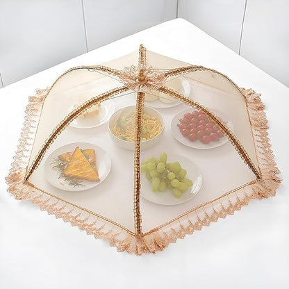 3-Pack Extra Large Food Cover, 32"x32" Pop-Up Food Nets, Mesh Food Covers Tent Umbrella for Outdoors, Screen Tents, Parties Picnics, BBQs, Reusable and Collapsible Food Tents