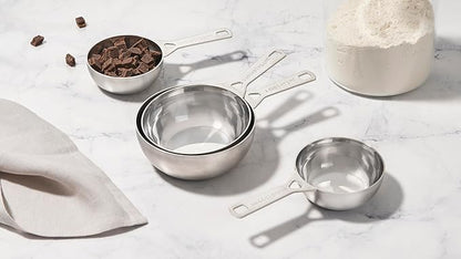 Le Creuset Batch-Baking Measuring Cups, Stainless Steel, Set of 4 (2/3 & 3/4 & 1.5 & 2 cups)
