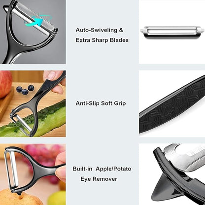 Potatoe peelers for Kitchen, Y shaped peeler for Vegetables, Fruits, Vegetable with Ergonomic Grip, 1 Pack, Black
