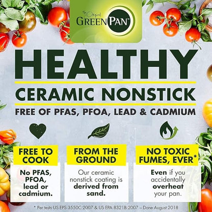 GreenPan Chatham Hard Anodized Healthy Ceramic Nonstick, 3QT Saucepan Pot with Lid, PFAS-Free, Dishwasher Safe, Oven Safe, Gray