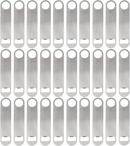 30 Pcs Flat Bottle Opener 7 Inch Stainless Steel Beer bottle Openers Heavy Duty Bar Blade Solid Bottle Cap Opener Funny Bartender Bottle Opener for Kitchen Restaurant Party Supplies,Silver