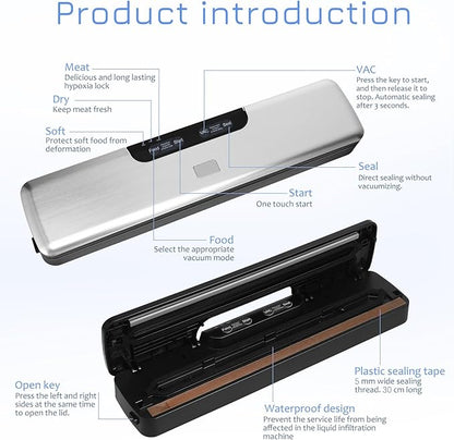 Vacuum Sealer: Food Saver Vacuum Sealer Machine, 75kpa One-Touch Automatic Food Sealer, Seal in 10-20 Seconds Food Storage Vacuum Sealers, Preserves Freshness for Food Kitchen Appliances